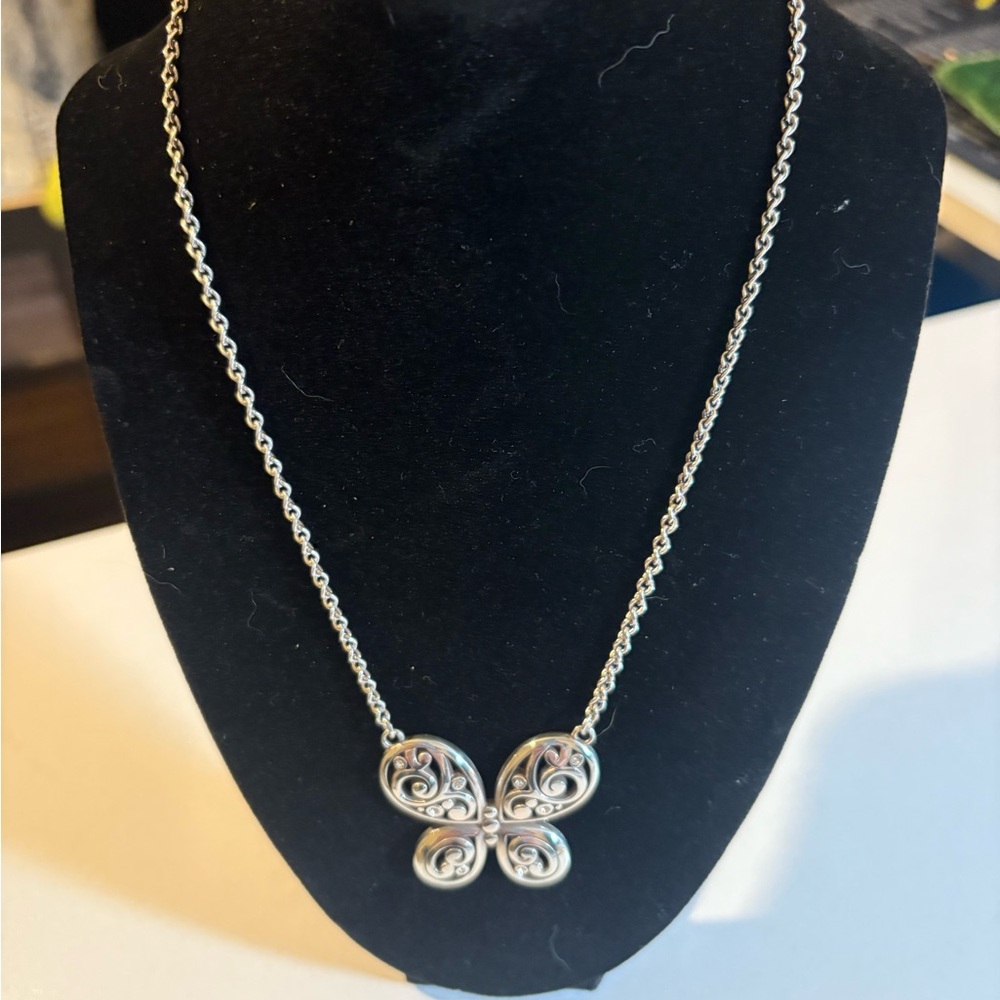 Brighton Silver Swirl Butterfly Necklace